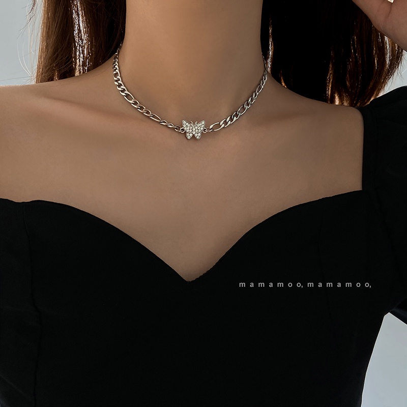 Vòng cổ mặt hình bướm đính đá thời trang Hàn Quốc cá tính