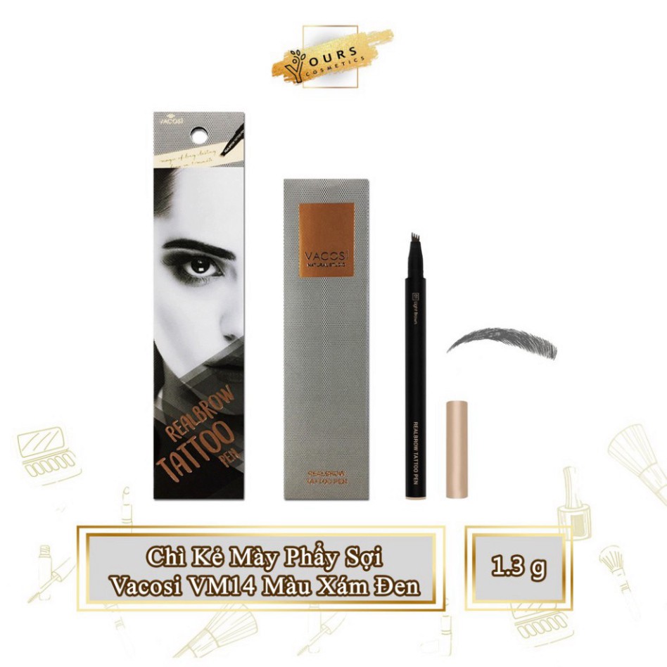 [Đại Lý Chính Thức] Chì Kẻ Mày Phẩy Sợi Vacosi Màu Nâu Xám Real Brow Tattoo Pen VM14 - Bút Kẻ Mày Phẩy Sợi Vacosi K523