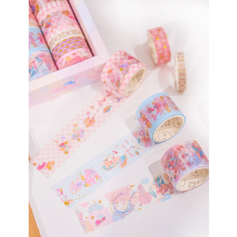 Bộ quà tặng - bộ trang trí - nhãn dán - DIY - 10 washi tape x 10 sticker phong cách anime cực xinh