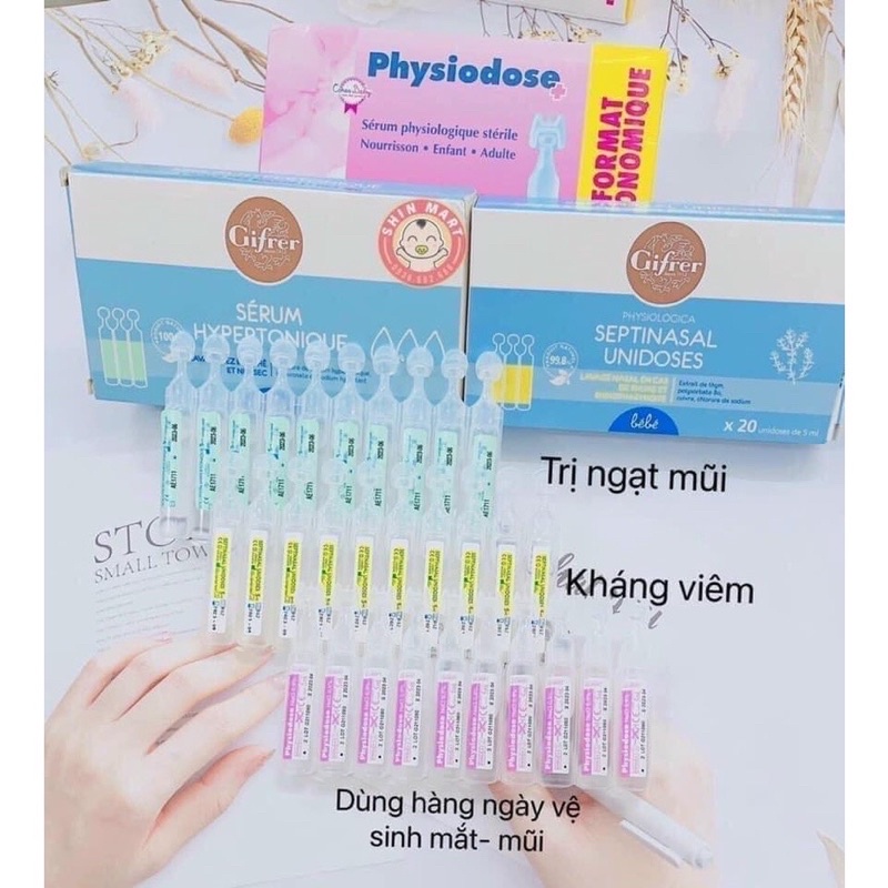 Nước muối sinh lý Physiodose Gilbert Pháp (40 ống 5ml) siêu sạch