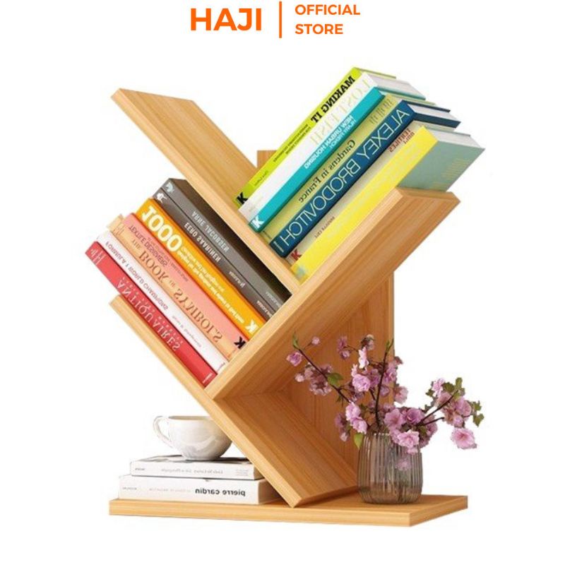 Kệ sách gỗ mini để bàn hình cây tạo điểm nhấn HAJI A113