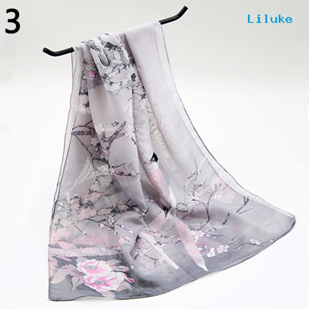 Khăn Choàng Chiffon Dài Mềm Mại In Họa Tiết Hoa Thời Trang Cho Nữ