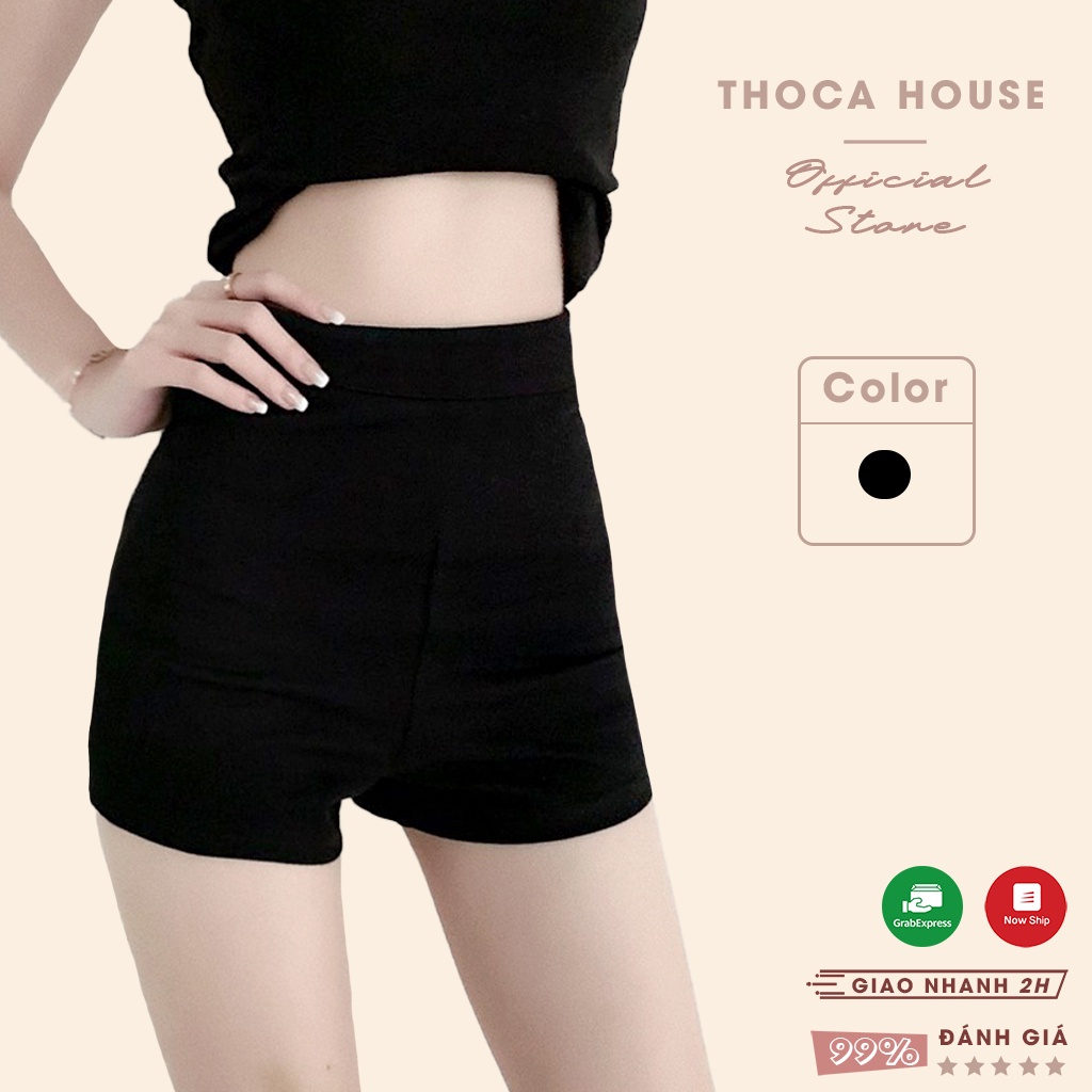 Quần legging đùi trơn đen siêu co giãn 4 chiều THOCA HOUSE chống nhăn, chống cuộn, bảo hộ mặc váy đầm