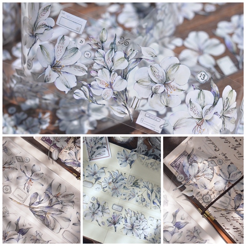 8 mẫu băng dính PET tape hoạ tiết hoa và nhân vật