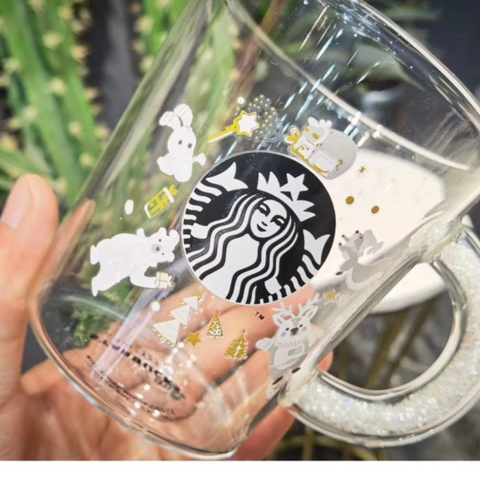 Cốc ly STARBUCKS thủy tinh trong suốt đổi màu dung tích 355ml