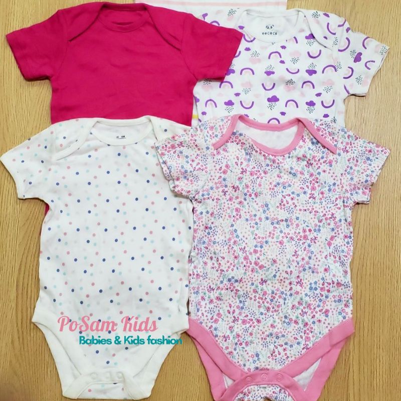 (Chọn mẫu)(Size 6-9m) Bodysuit, body chip cộc tay cho bé trai bé gái, hàng xuất xịn - PoSam Kids