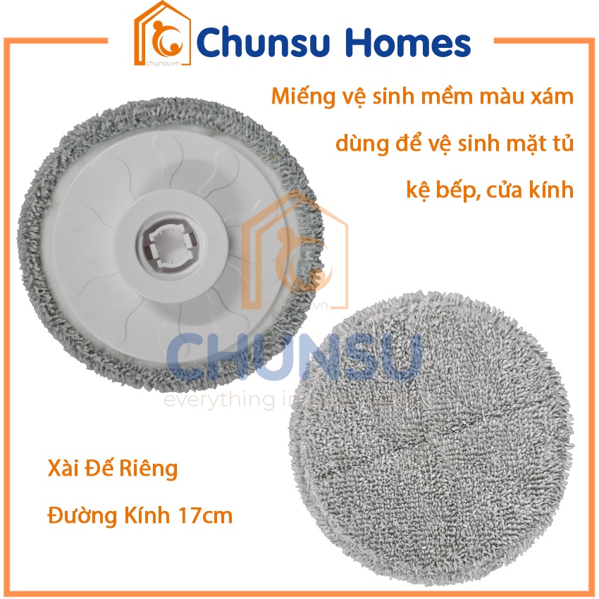 Miếng Chà Mềm Đường Kính 17cm Để Lau Bếp Mặt Tủ Cửa Kính Có Đế Riêng Dùng Cho Chổi Vệ Sinh Chunsu Jesopb K-129