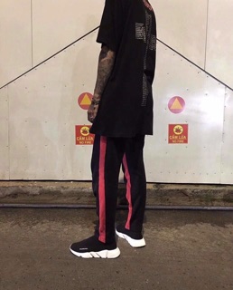 Stripped pant - Quần 1 sọc đỏ - Đen