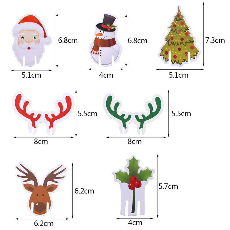10 Pcs Christmas Cup Card/ Santa Xmas Tree Snowman Elk Wine Glass Place Cards Decoration/ New Year Christmas Party Table Supplies