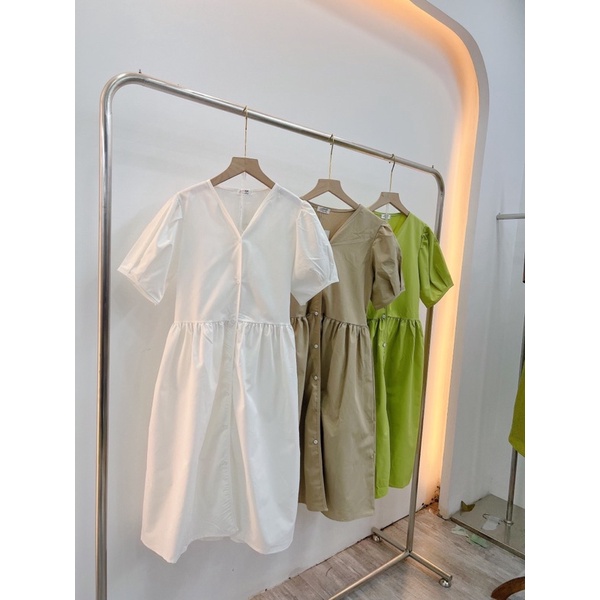 Váy babydoll bồng hàng loại 1, đầm cổ v tay bồng kèm ảnh thật | BigBuy360 - bigbuy360.vn