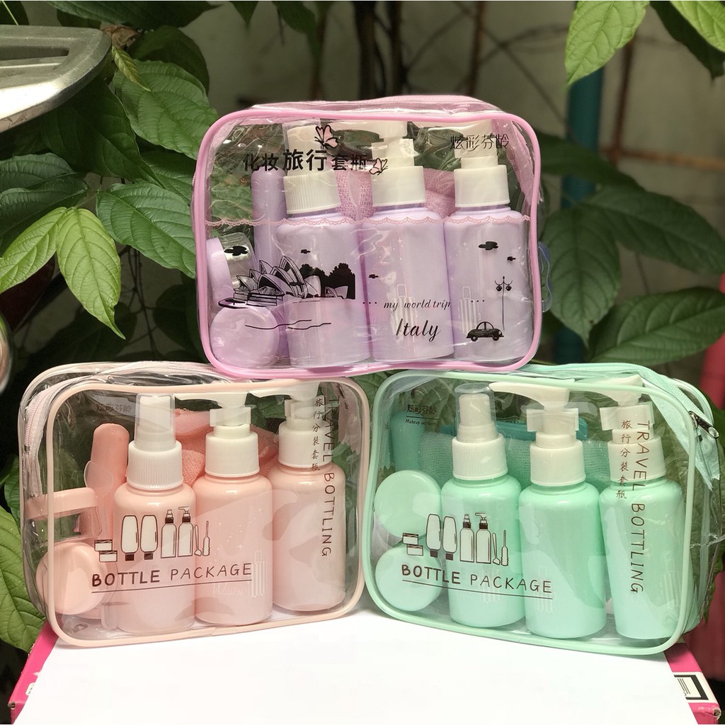 BỘ SAN CHIẾT MỸ PHẨM DU LỊCH ( BỘ GỒM 9 MÓN)