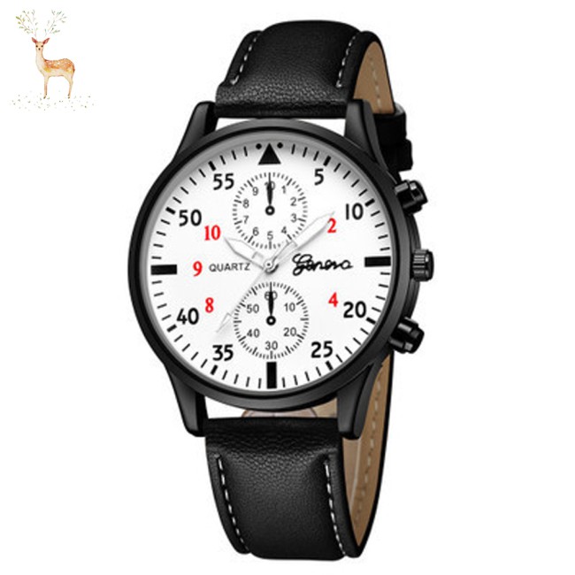 【Trong kho】 Men's Wrist Watch Simple Style Business Fake Leather Belt Quartz Watch