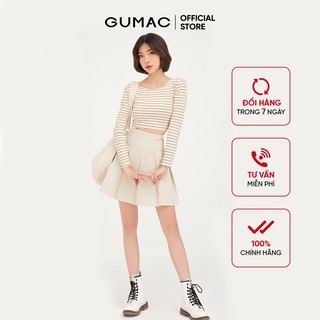 Áo thun nữ croptop tay dài GUMAC họa tiết sọc ngang ôm body ATB412