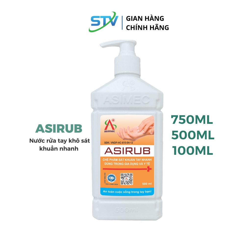 Nước Rửa Tay Khô ASIRUB Sát Khuẩn Nhanh Chính Hãng Bảo Vệ Da Tay 100ml 500ml 750ml