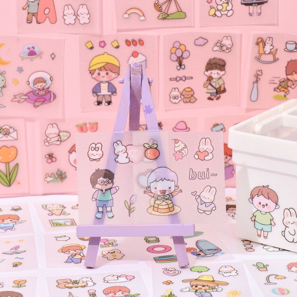 Sticker PET Chống Thấm Nước Họa Tiết Hoạt Hình Dễ Thương Để Trang Trí Sổ Tay