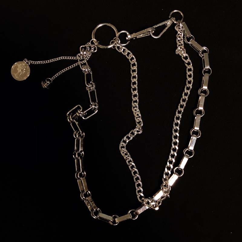 Chuỗi Dây Xích Kim Loại Đeo Thắt Lưng Hai Lớp Phong Cách Hip Hop Harajuku Đường Phố 1273