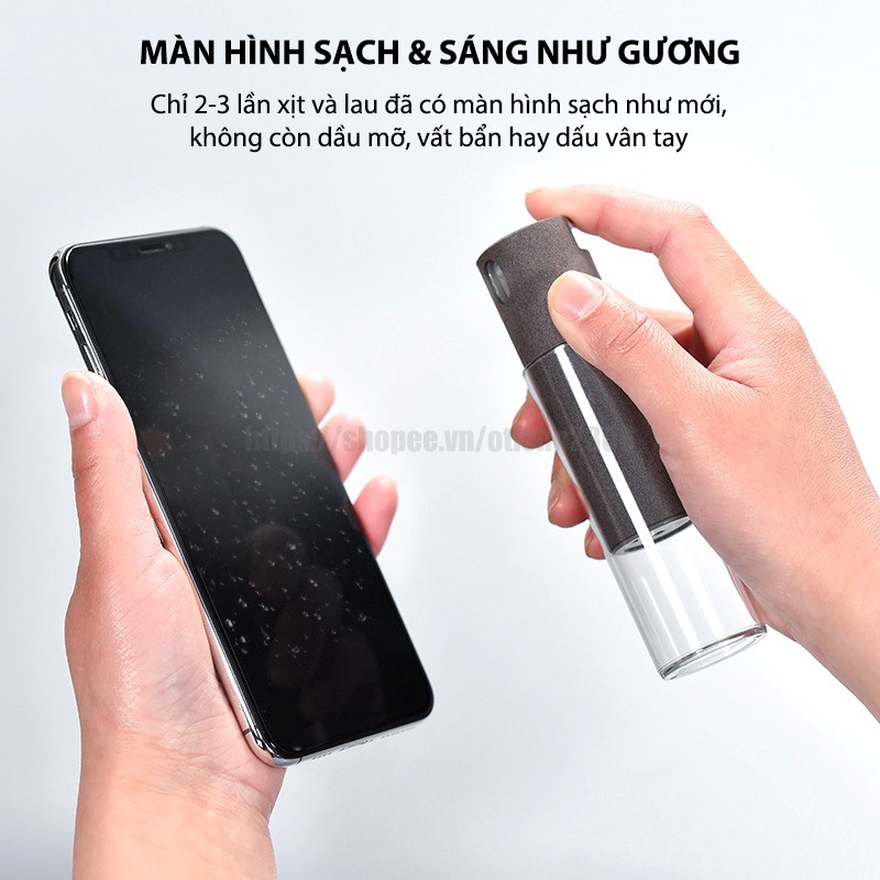 [Dạng Ống Tròn] Bình Xịt Vệ Sinh Màn Hình Điện Thoại/Máy Tính Bảng/Laptop 15ml Cầm Tay Tích Hợp 2in1