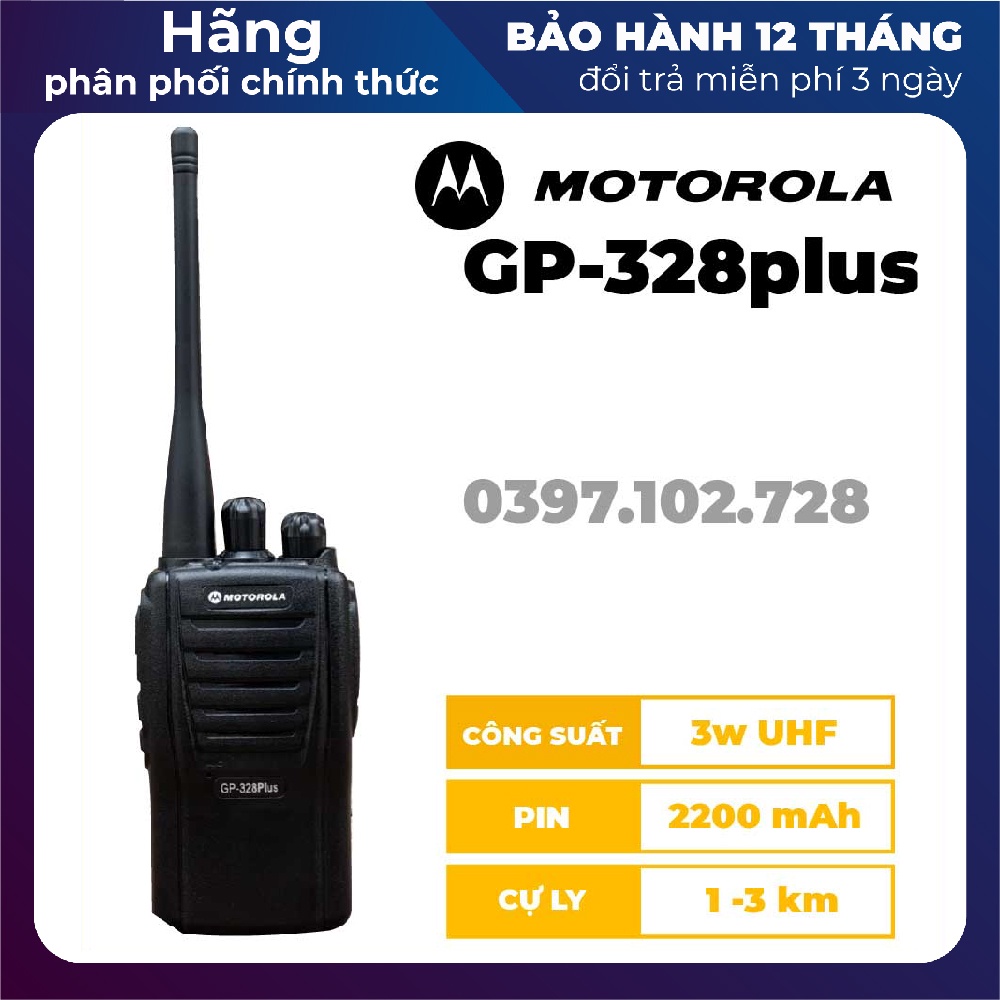 Bộ Đàm Motorola GP-328 Plus | Phạm Vi Hoạt Động 3km - Âm Thanh Cực Nét Trong Mọi Điều Kiện