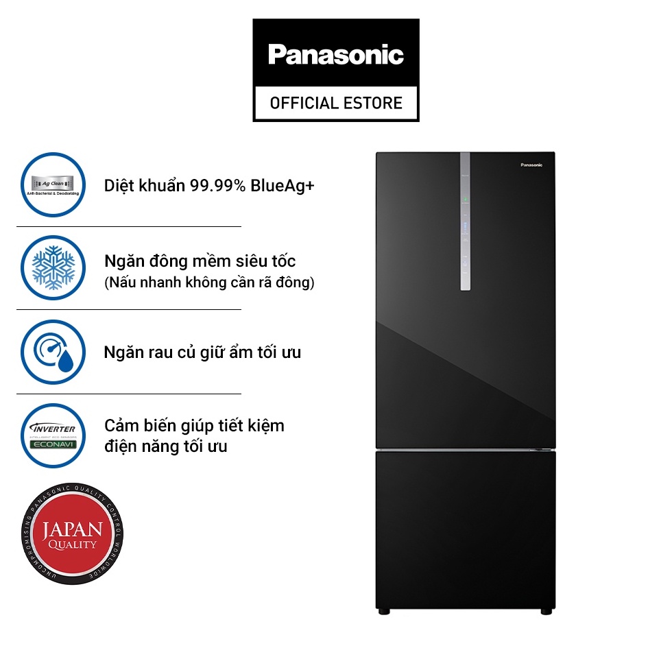 Tủ Lạnh 2 Cánh Panasonic 420 lít NR-BX471WGKV ngăn đá dưới - Ngăn đông mềm siêu tốc - BH chính hãng 2 năm