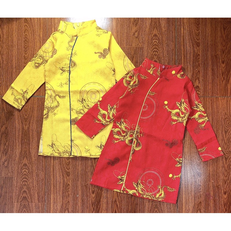 Áo dài cách tân bé trai gấm long phượng loại 1