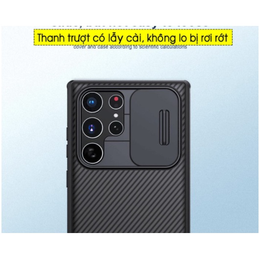 Ốp lưng Galaxy S22 Ultra Nillkin Camshield bảo vệ Camera - Hàng Chính Hãng