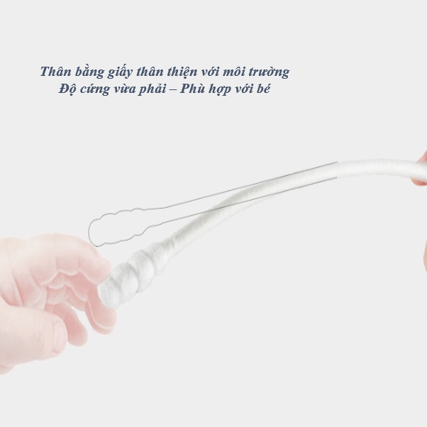 Tăm bông cho bé sơ sinh - Tăm bông được làm từ bông tự nhiên [hộp 400 que Misuta] - An toàn cho bé