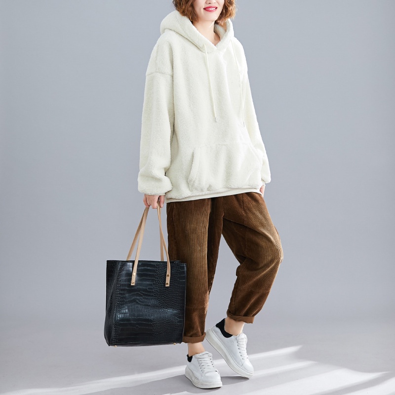 Áo Hoodie khoác nỉ nam nữ Lông Cừu trần bông form rộng kiểu sweater unisex phong cách Hàn Quốc Ulzzang | BigBuy360 - bigbuy360.vn