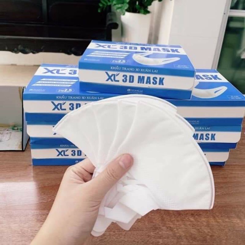 Khẩu trang 3D Xuân Lai❤️3D Mask Chính Hãng Vải Kháng Khuẩn 3 Lớp Quai Co Dãn Tốt<Hộp 50 Chiếc>