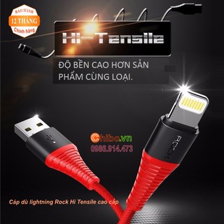 [CHÍNH HÃNG] Cáp sạc dù lightning Rock Hi-Tensile cao cấp 2.1A siêu bền
