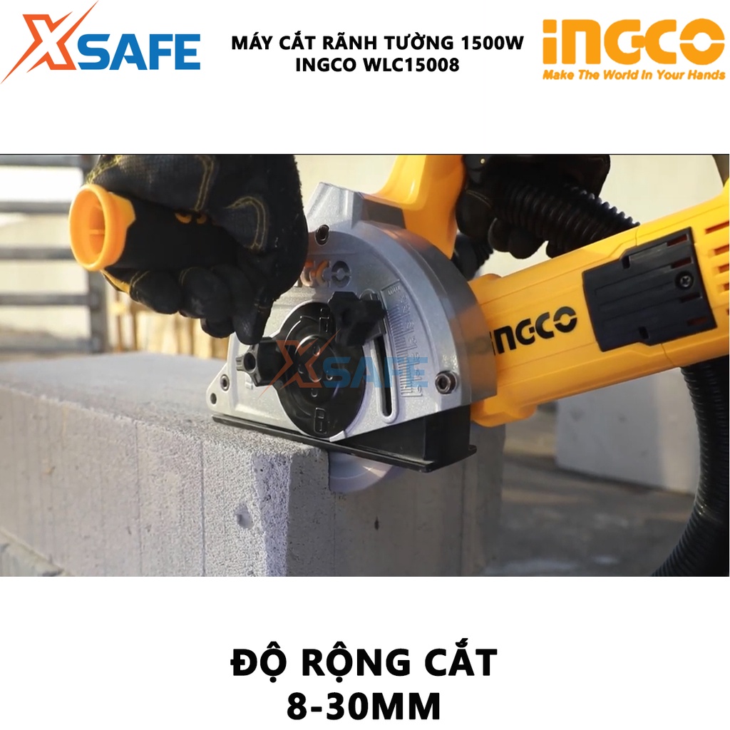 Máy cắt rãnh tường INGCO WLC15008 1500W, đường kính đĩa cắt 125mm, trục chính M14, kèm 1 mũi đục