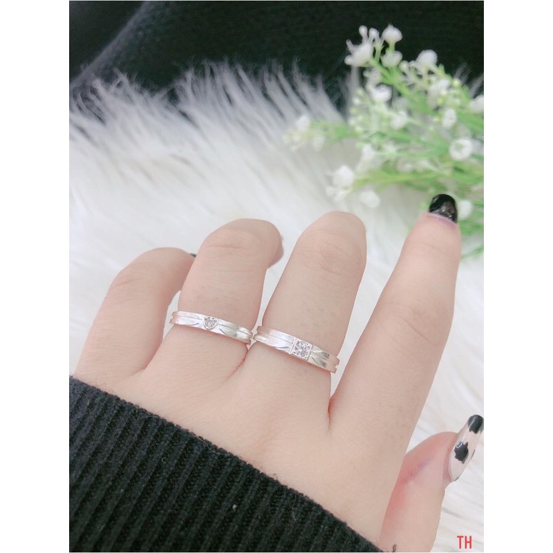 Cặp nhẫn đôi bạc đính đá trắng cao cấp