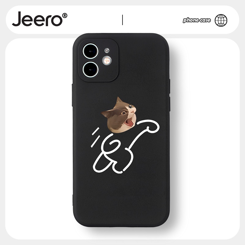 Ốp lưng JEERO mềm hoạt hình cặp đôi dễ thương đẹp độc lạ đen cho iPhone 13 12 11 Pro Max SE 2020 X XR XS 8 7 6S 6 Plus HFF1183