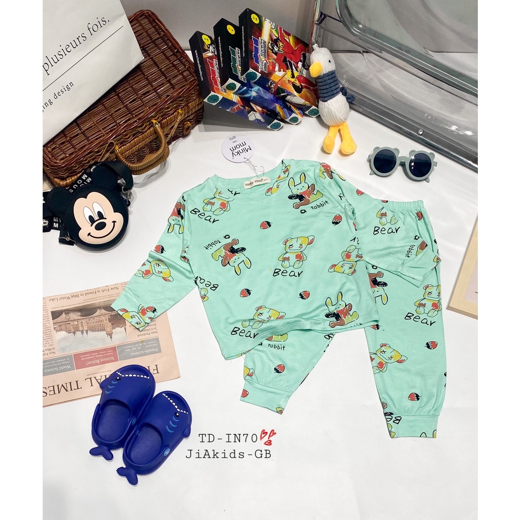 [Bé:8-27kg] Bộ Quần Áo Dài Tay Minky Mom Thun Lạnh Thoáng Mát Thiết In Hoạ Tiết Toàn Thân Cho Bé 0-7 Tuổi- Mã TD-IN70