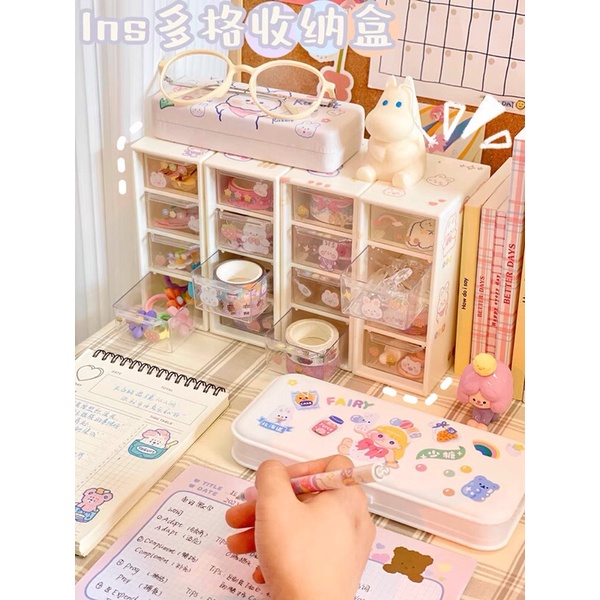 Tủ Mini Có Ngăn Kéo 4 Tầng Để Bàn Kèm Sticker.