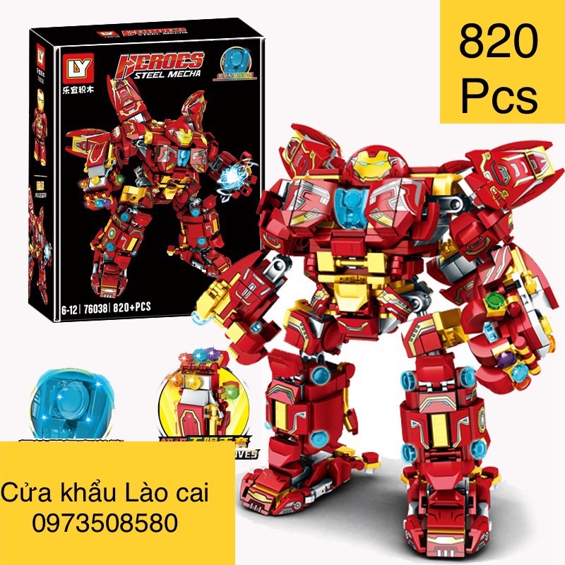 Lego con trai Xếp hình Hulkbuster Iron man 820pcs Đồ chơi lắp ráp mô hình robot hulkbuster iron man người sắt