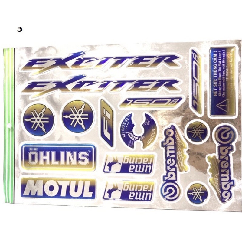 bộ tem nổi titan phản quang winner exiter vario sirius wave@ click satria