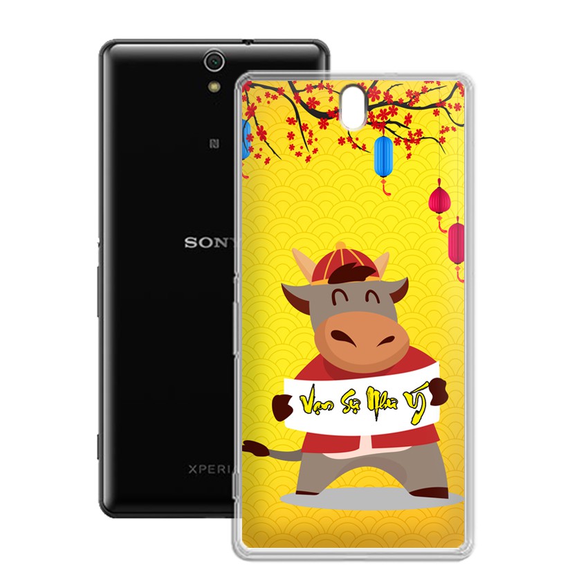 Ốp lưng Sony Xperia C5 in họa tiết Chúc Mừng Năm Mới, tặng kèm bao lì xì - 01145 - Silicone Dẻo