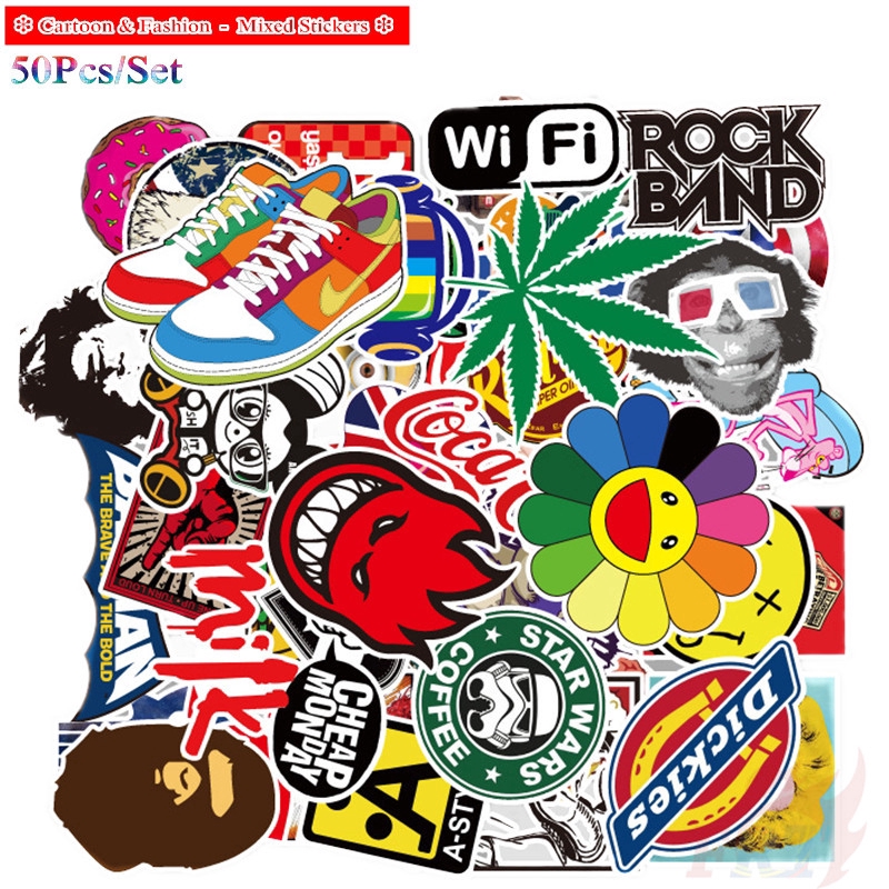 ❉ Cartoon &amp; Fashion Brand - Series 01 Mixed Graffiti Stickers ❉ 50Pcs/Set DIY Fashion Luggage Laptop Skateboard Decals Doodle Stickers