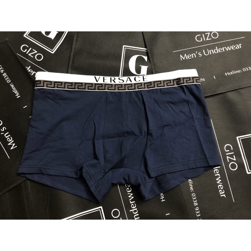 Quần lót nam boxer, quần sịp đùi nam cotton viền họa tiết VER01A