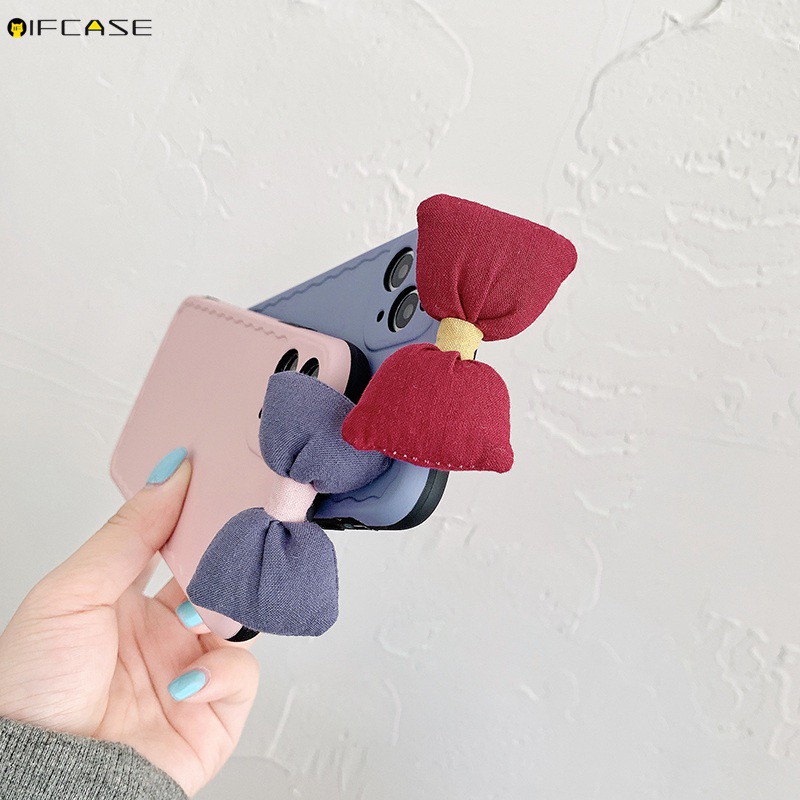 Ốp Điện Thoại Phối Nơ Thời Trang Dễ Thương Cho Iphone 13 12 Mini 12 11 Pro Max Xs Max Xr X 7 8 Plus