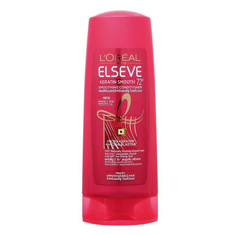 Dầu xả dưỡng tóc suôn mượt suốt 72 giờ L'Oréal Elseve Keratin Smooth 325ml