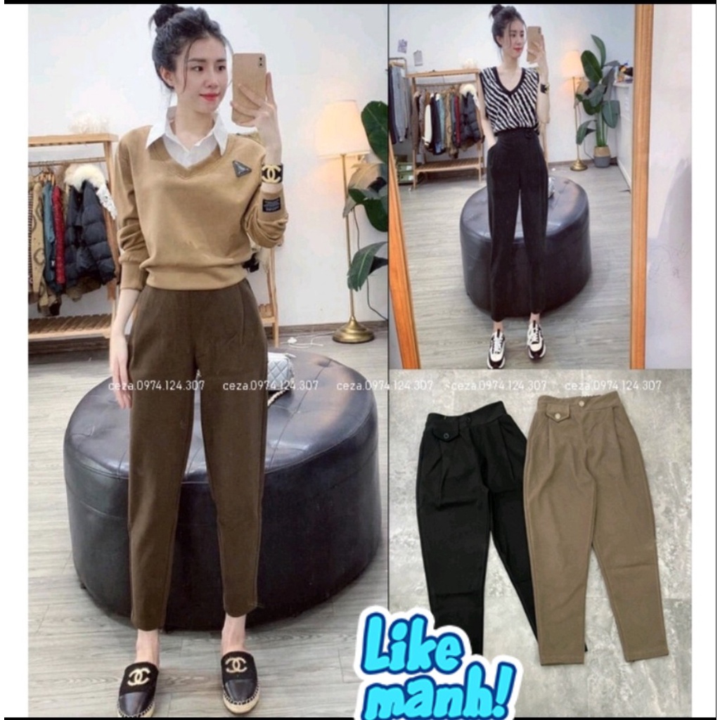 Quần baggy dạ phối túi nắp loại 1 dày dặn ,bề mặt vải mềm mịn chất siêu đẹp big size (KEM ẢNH THẬT)