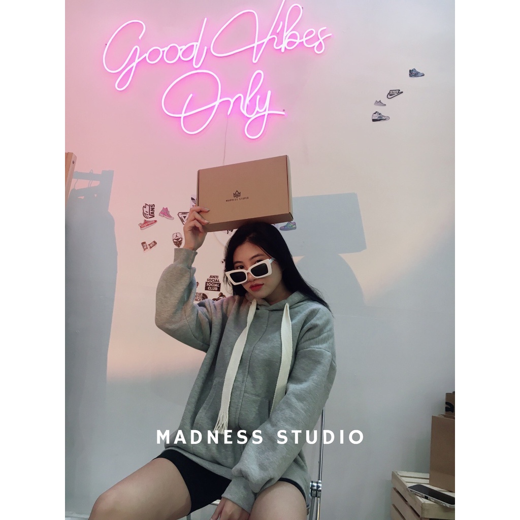 Áo hoodies lót nỉ vạt lệch dây to bản cao cấp dành cho nam nữ MÀDNESS STUDIO | BigBuy360 - bigbuy360.vn