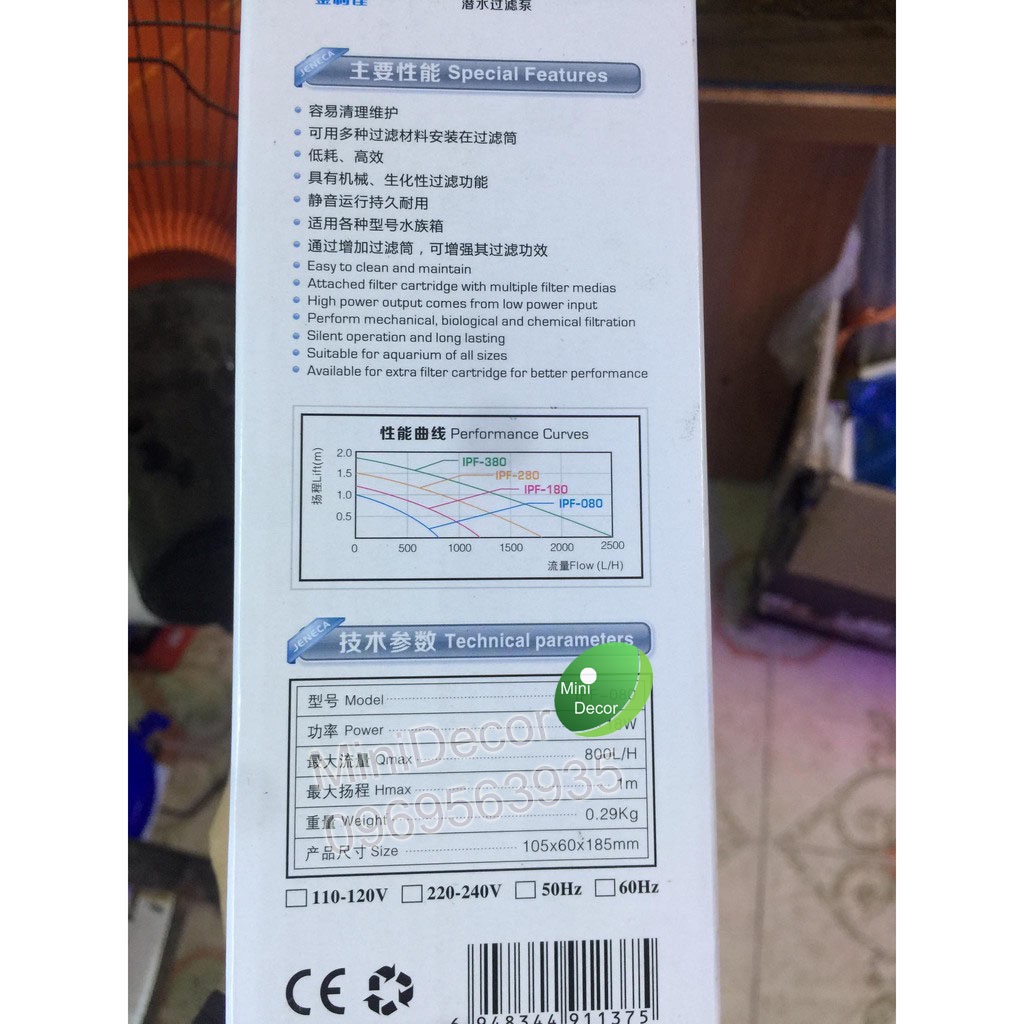 Máy lọc chìm - máy lọc nước - lọc ống đa năng IPF-060 10W và IPF-080 18W cho hồ cá Jeneca
