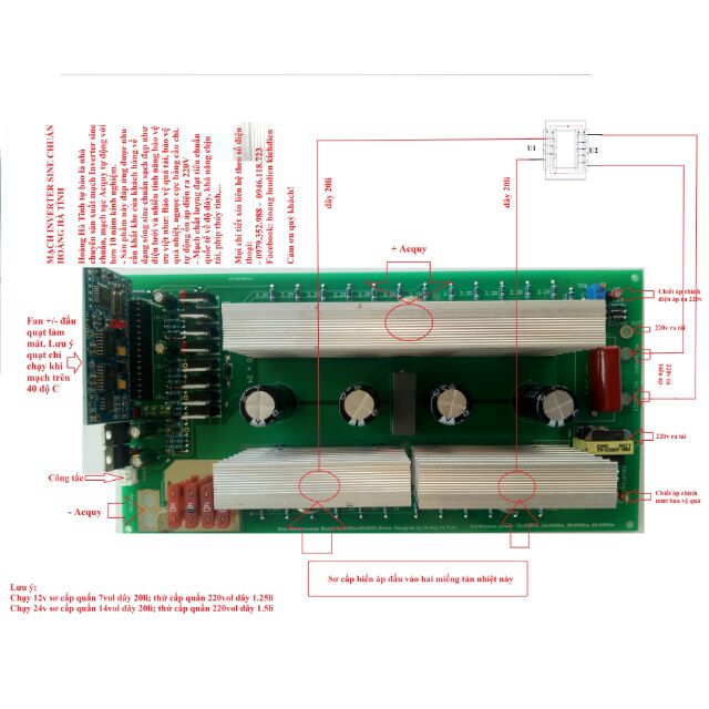 Mạch inverter sine chuẩn 24fet 12v2000w, 24v4000w