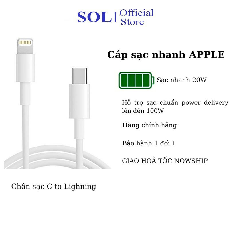 Dây sạc IPcáp sạc nhanh IP18w 20w bảo hành 1 đổi 1