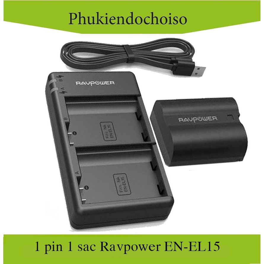 Bộ 1 pin 1 sạc đôi Ravpower cho Nikon EN-EL15