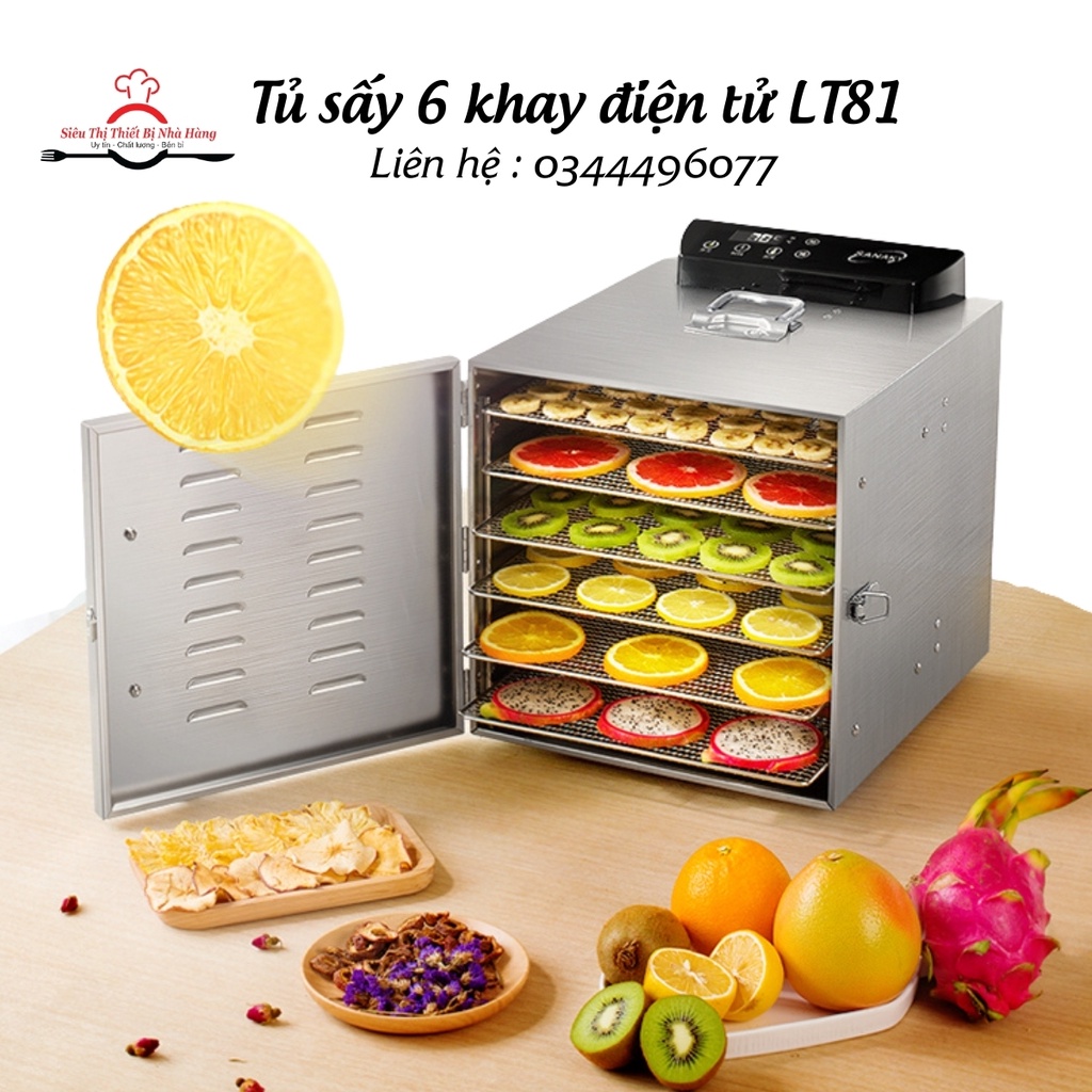 Máy sấy trái cây, dược liệu. Tủ sấy thực phẩm đa năng mini 6 khay chính hãng UCK