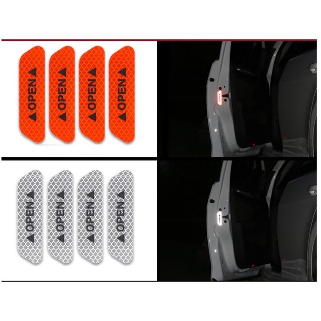 Set 4 Miếng Dán Phản Quang Cảnh Báo Khi Mở Cửa Xe Ô Tô