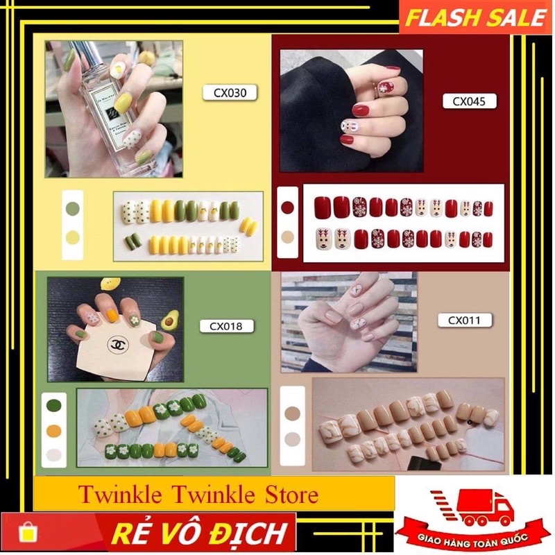 Bộ 24 Móng Tay Giả đáng yêu nhiều màu chống nước (HẾT HÀNG)